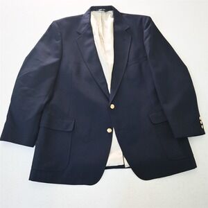 Vtg USA Made 48R Navy Blue Hopsack Gold Button Mens Blazer Jacket Sport Coat